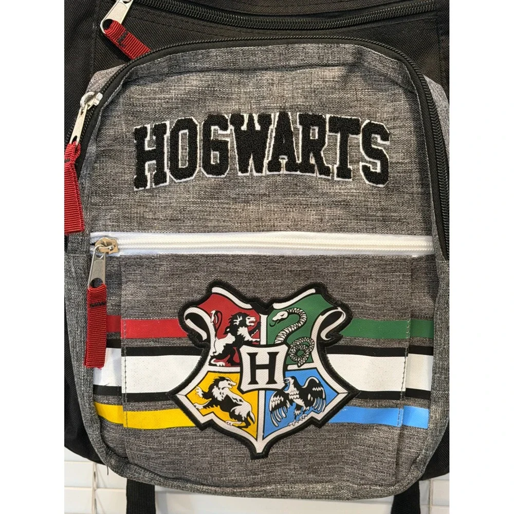 Harry Potter Hogwarts Crest Backpack Black Grey School Travel Bag 18 inch